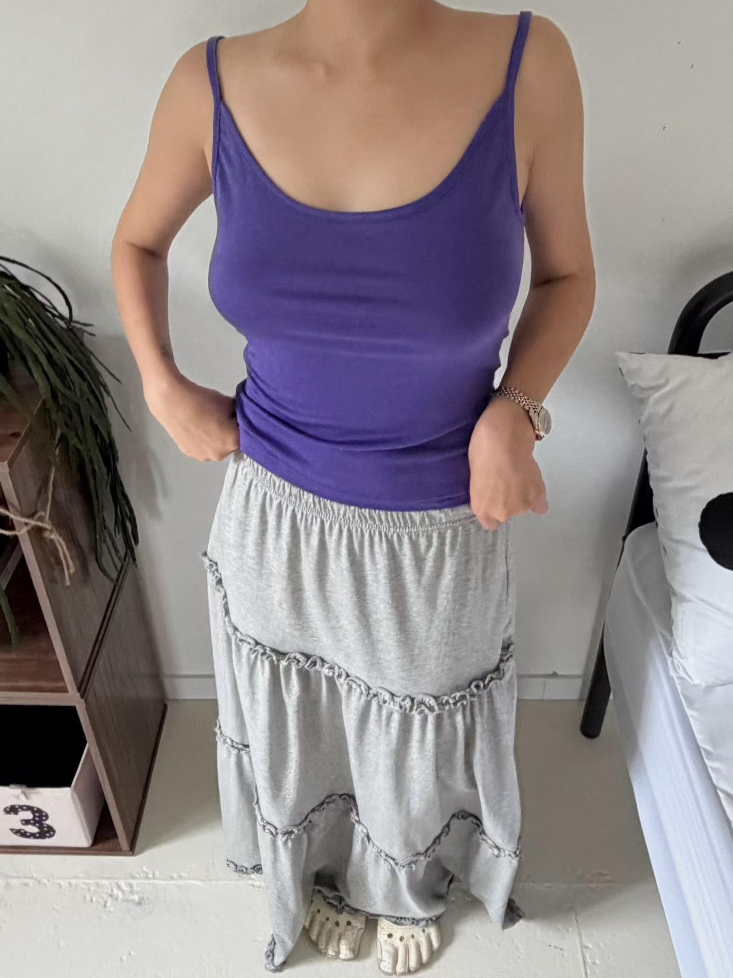 竹節棉後抽繩美背背心